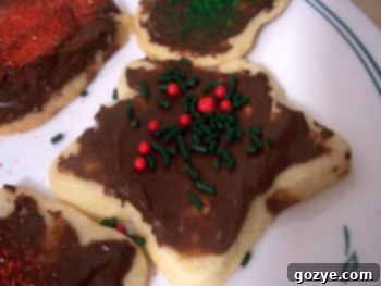 More decorated sugar cookies, including a heart shape and a star, with various colorful sprinkles.