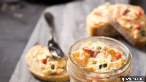 Creamy Pimento Goat Cheese Spread on Crostini