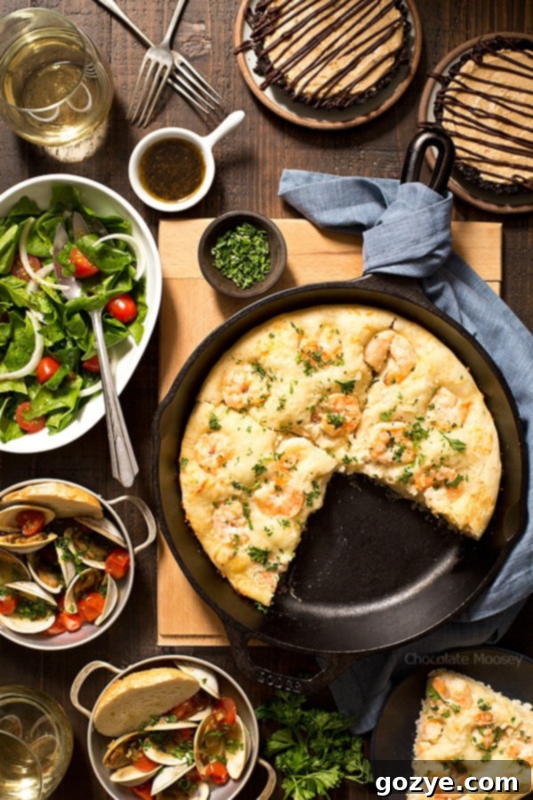A spread of date night recipes for two, featuring Steamed Clams with Pan-Roasted Tomatoes and other romantic meal ideas.