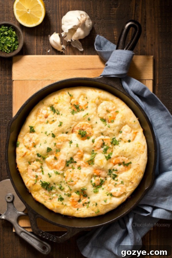 Zesty Shrimp Scampi Skillet Pizza 4 Freshly made pizza dough, ready for use