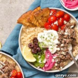 Slow Cooker Greek Gyro Bowls 5 Slow Cooker Gyro Rice Bowls with homemade tzatziki