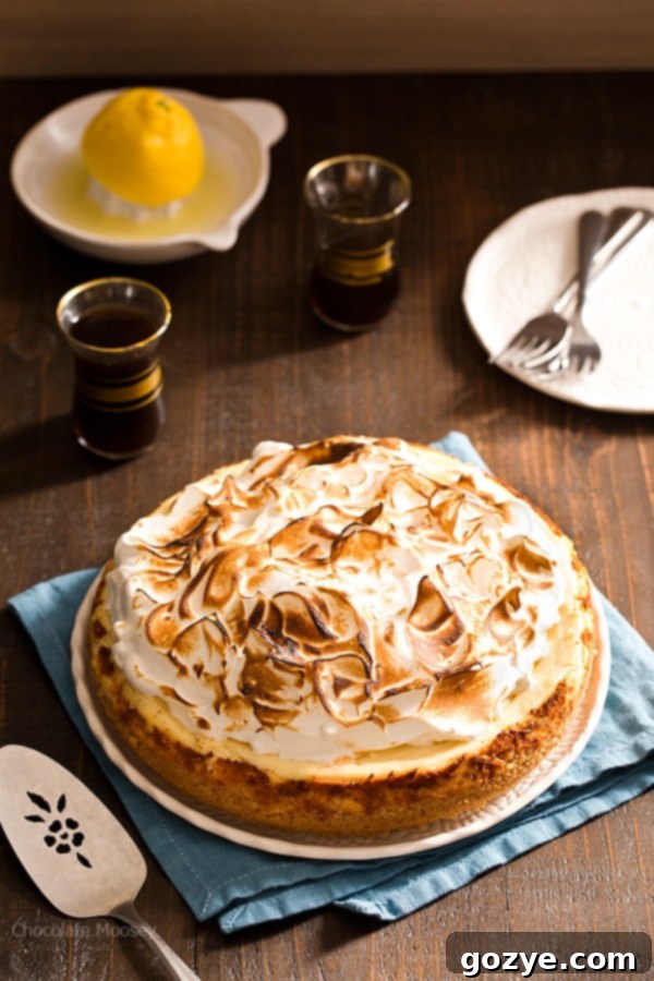 Close-up of the smooth, creamy lemon cheesecake filling before adding the meringue.