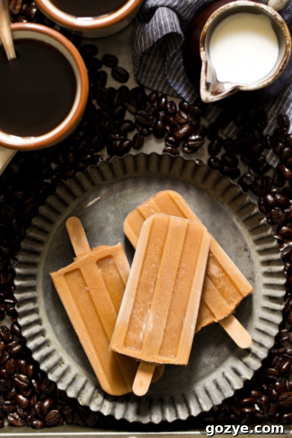 Coffee Pops 4 Enjoying 3-ingredient small batch Iced Coffee Popsicles on a hot day