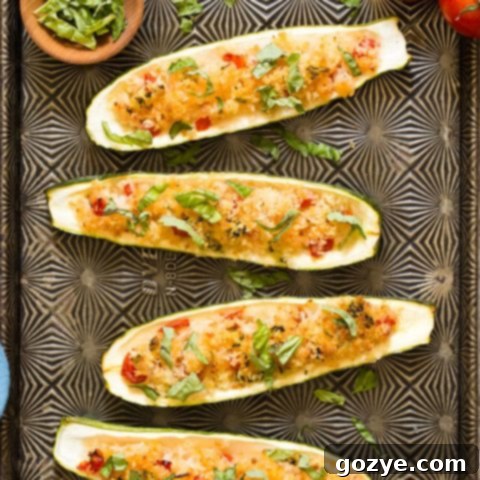 Garlic Parmesan Stuffed Zucchini