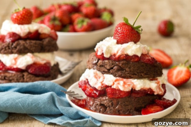 Chocolate Shortcake with strawberries and whipped cream