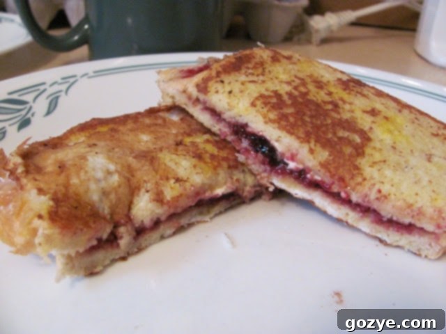 Stuffed French Toast with fruit and syrup