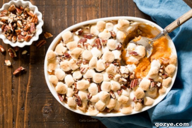 Dreamy Sweet Potato Casserole For Two 6 Mashed sweet potato mixture in a casserole dish before baking.