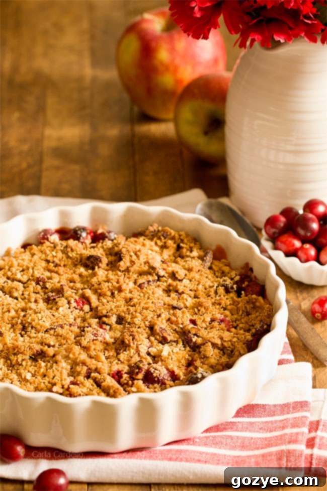 Apple Cranberry Crisp freshly baked from the oven