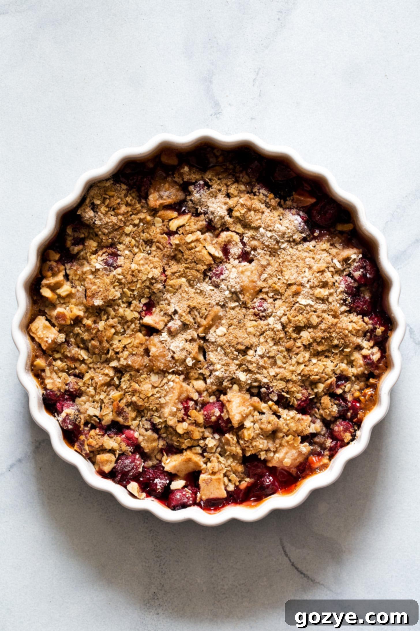 Golden brown apple cranberry crisp