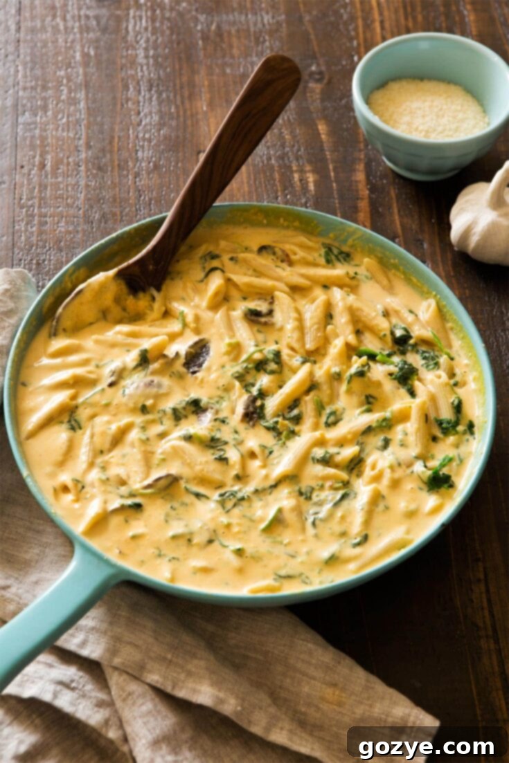 Butternut Squash Alfredo, a vegetarian Thanksgiving main or side dish.