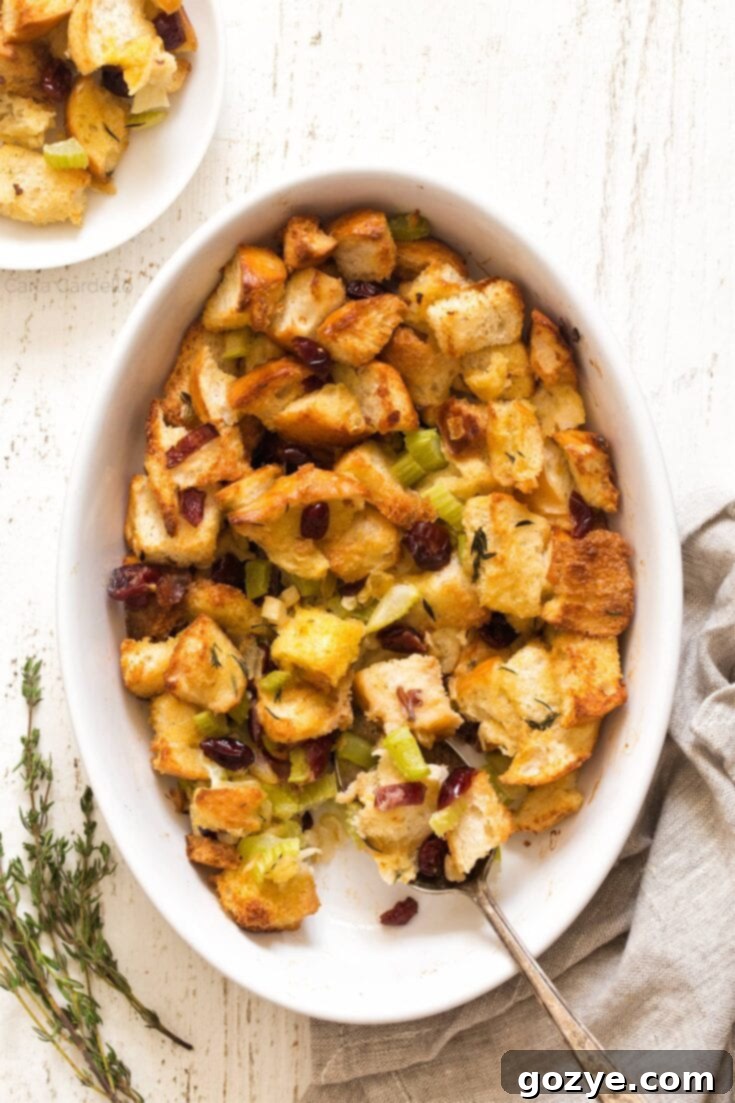 Cranberry Stuffing, a flavorful vegetarian side dish.