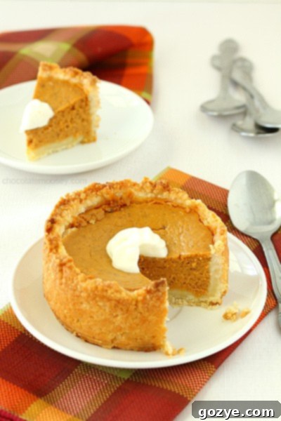 Mini Pumpkin Pies, individually portioned for Thanksgiving dessert.