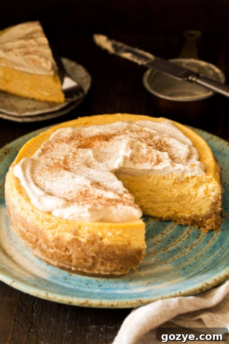 Instant Pot Pumpkin Cheesecake, a quick and easy dessert.