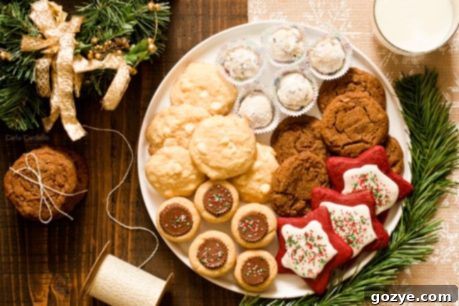 A holiday guide to how to build the best Christmas cookie tray, showing an assortment of freshly baked cookies.