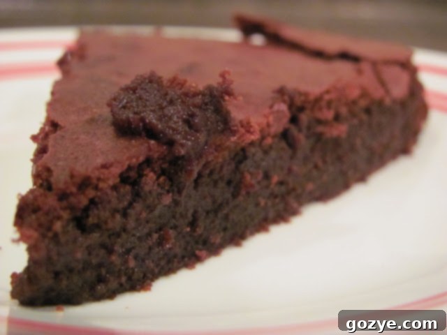 Michel Rostang's Double Chocolate Mousse Cake served warm, a rich and decadent French dessert.