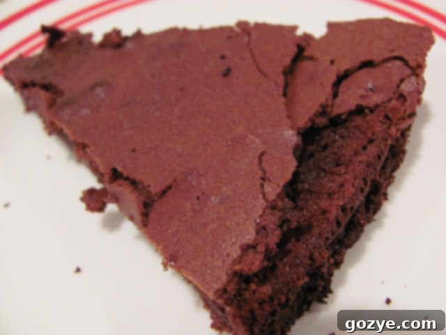 A perfectly portioned slice of the Double Chocolate Mousse Cake, ready to be enjoyed.