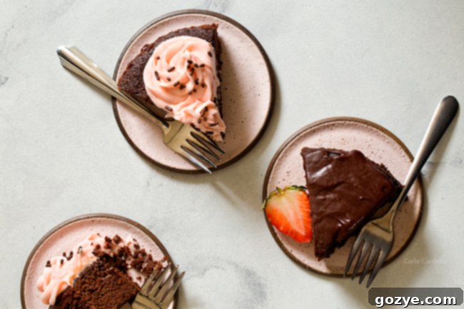 Close up of slices of 6 Inch Chocolate Cake recipe, showing moist texture