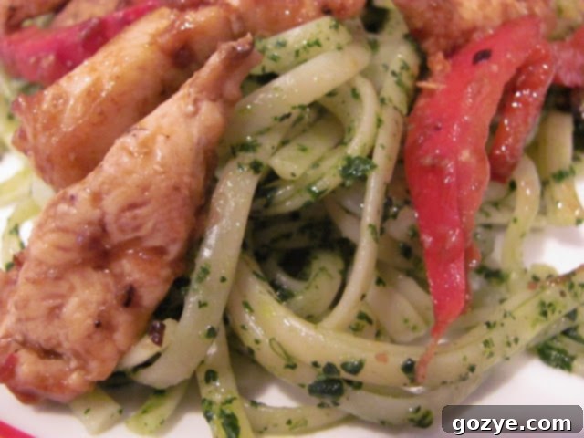 Zesty Cilantro Chicken Pesto Pasta 2 Delicious Chicken and Cilantro Pesto Pasta dish, inspired by McCormick's flavor forecast, featuring a creamy peanut butter sauce.
