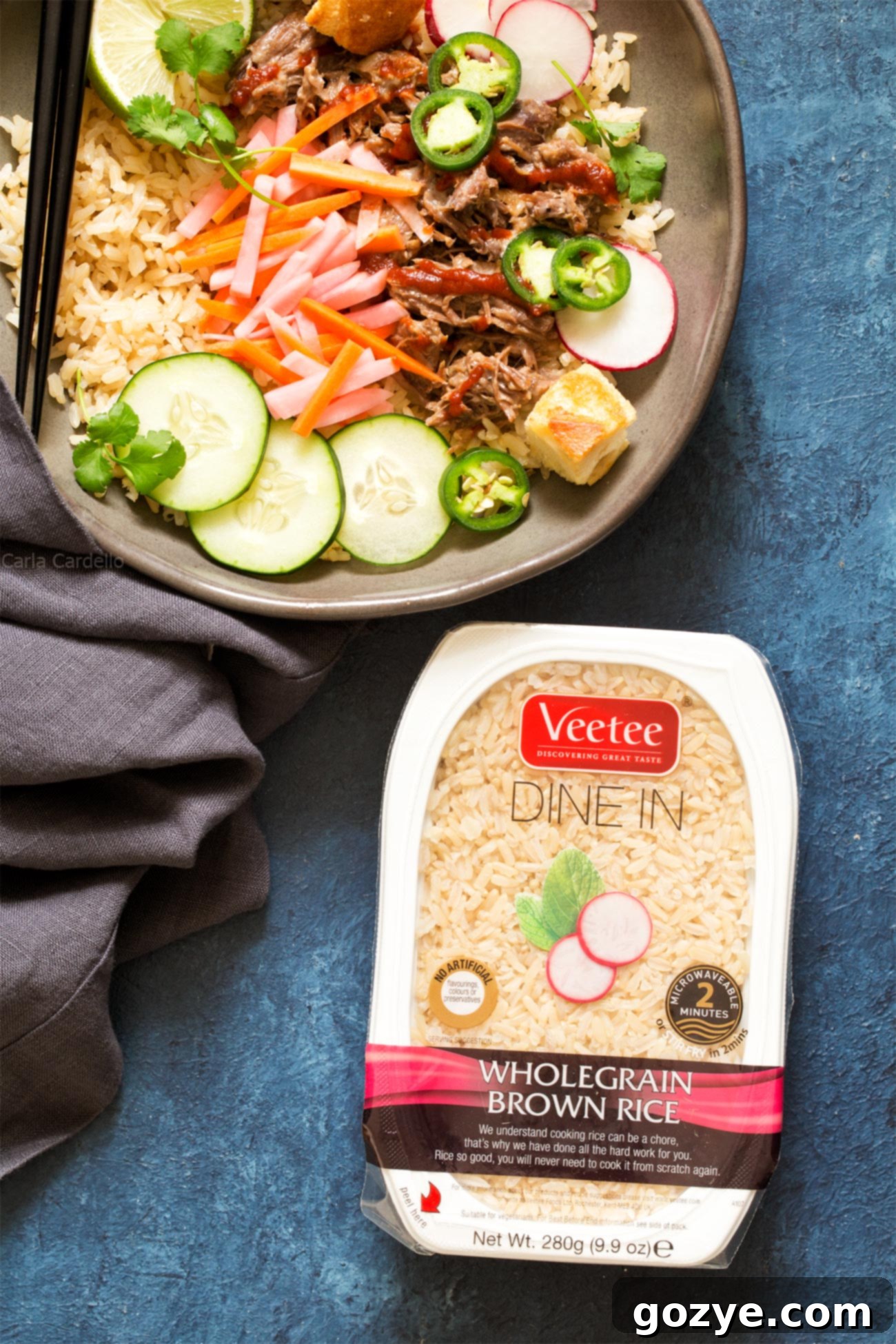Slow Cooker Banh Mi Rice Bowls served with wholesome brown rice