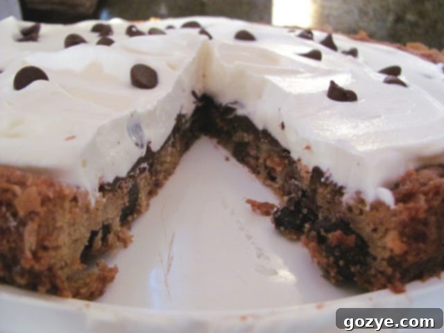 Close-up of Chocolate Chip Cookie and Cream Tart slice