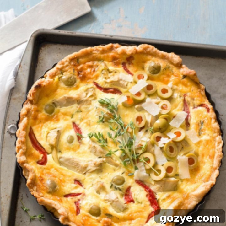 Vegetarian Artichoke Quiche On Baking Sheet