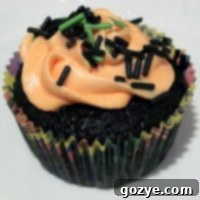 Black Velvet Cupcakes with orange frosting