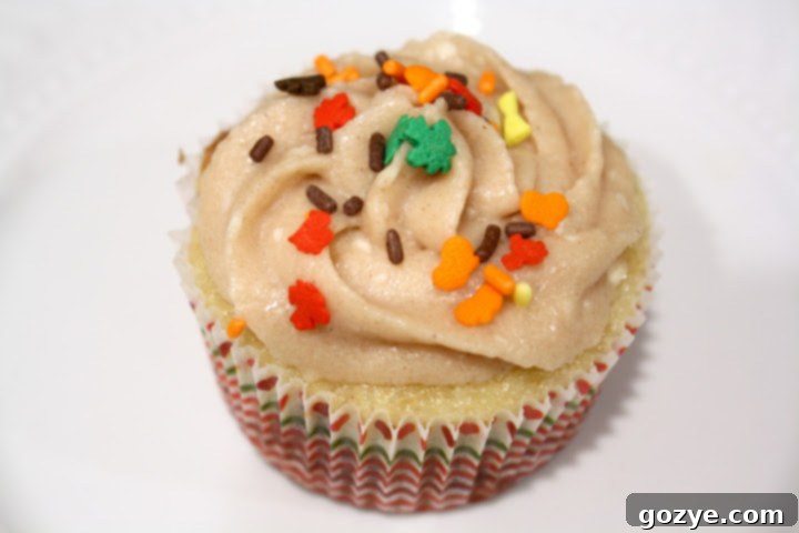 Close-up of baked apple crisp cupcakes ready for frosting