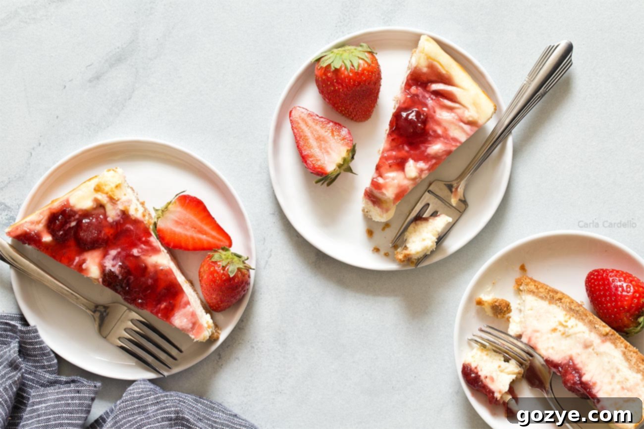 Loaf Pan Cheesecake slices on white plates