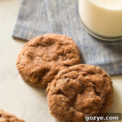 Detailed recipe card for Peanut Butter Nutella Crinkle Cookies, featuring prep time, cook time, chill time, yield, and a list of all necessary ingredients.