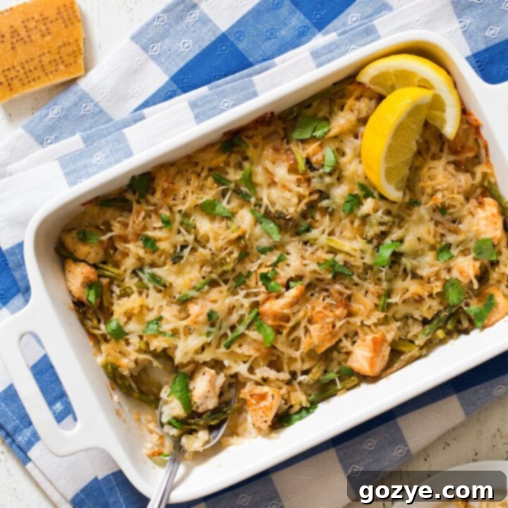 Lemon Chicken Rice Casserole in white casserole dish