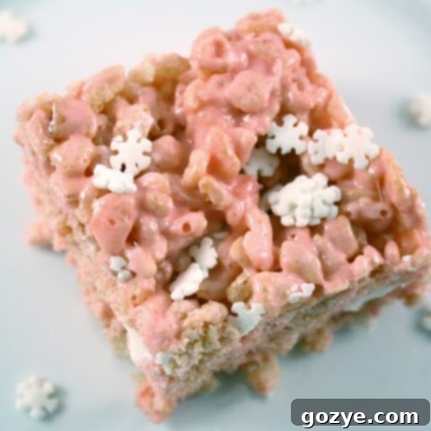 Cool Peppermint Crunch Bars 5 A close-up of festive Peppermint Rice Crispy Treats with sprinkles