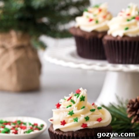 Small Batch Chocolate Gingerbread Cupcakes with Cream Cheese Frosting - a perfect festive dessert.