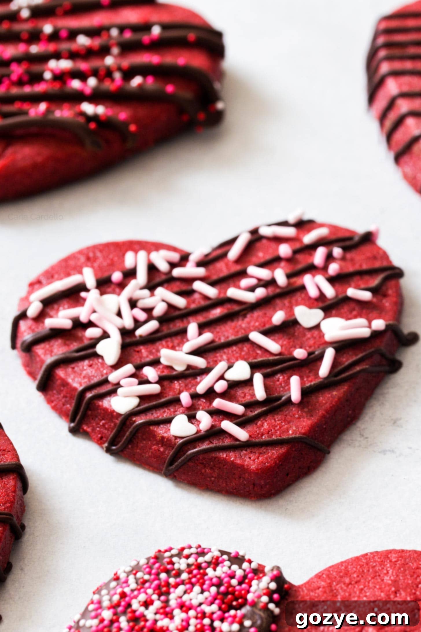 Crimson Velvet Delights 4 Decorated Red Velvet Cut Out Cookies