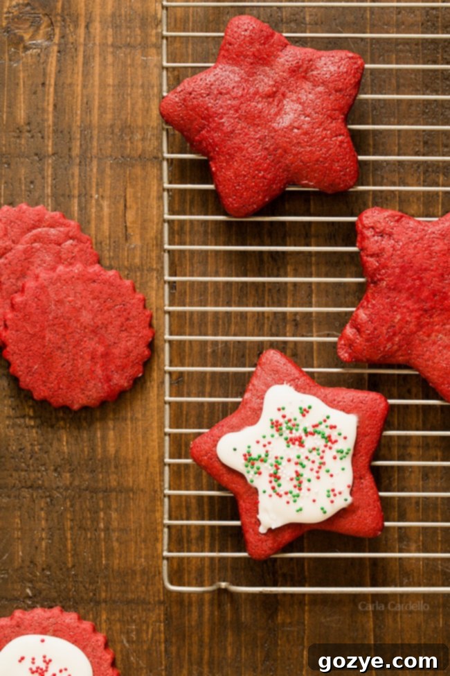 Crimson Velvet Delights 9 Red Christmas Cookies with eggless royal icing