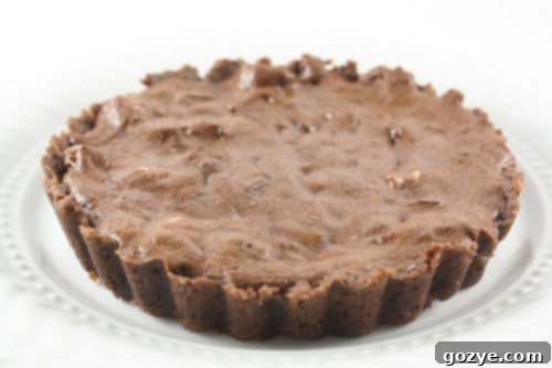 Beautifully arranged chocolate truffle tartlets on a serving plate, lightly dusted with cocoa powder, ready to be enjoyed.