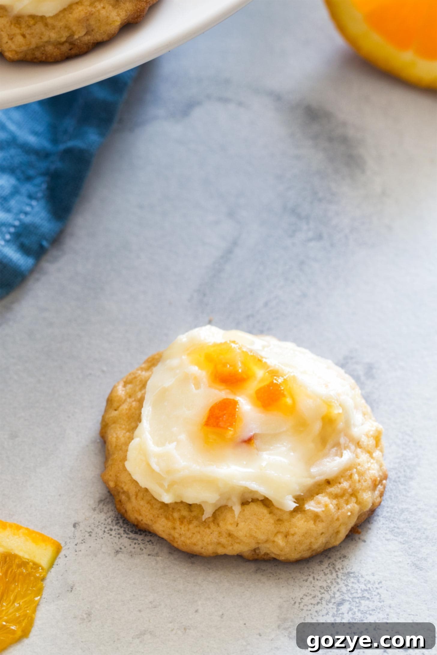 Close up of orange marmalade cookie