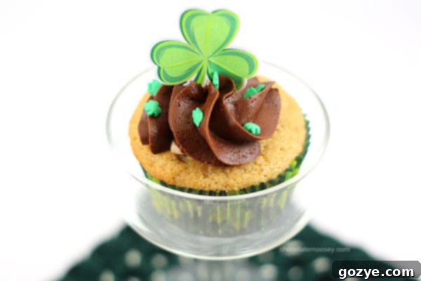 Delicious Irish Cream Cupcakes with a rich chocolate frosting, perfect for St. Patrick's Day celebrations