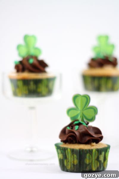 Close-up of an Irish Cream Cupcake, showing its moist texture and rich appearance