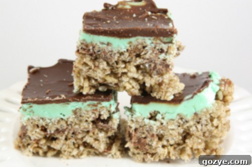 Pinterest Pin for Chocolate Mint Rice Crispy Treats