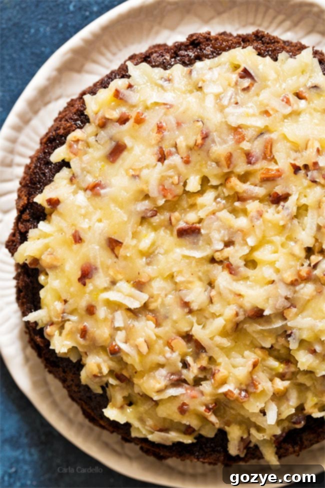 Close up of Small Batch German Chocolate Cake Frosting