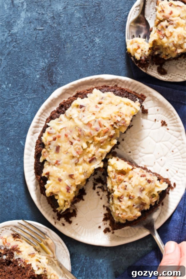 Slices of Small 6 Inch German Chocolate Cake