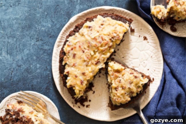 Small 6 Inch German Chocolate Cake with coconut pecan frosting