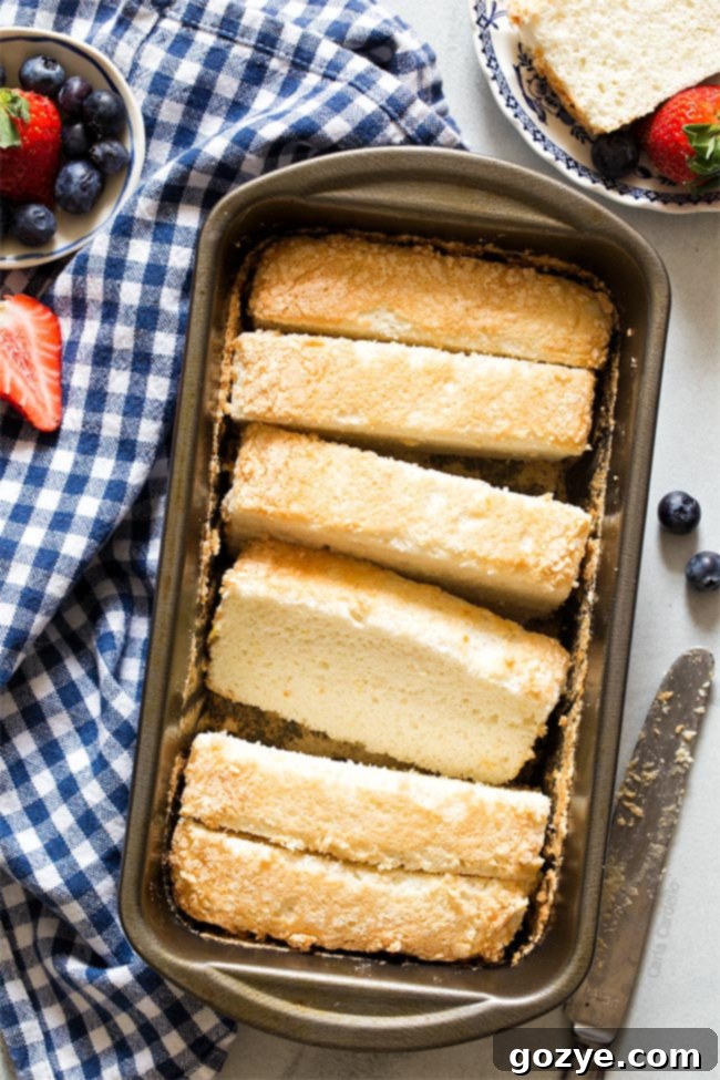 Angel Food Cake In A 9x5 Loaf Pan, beautifully golden