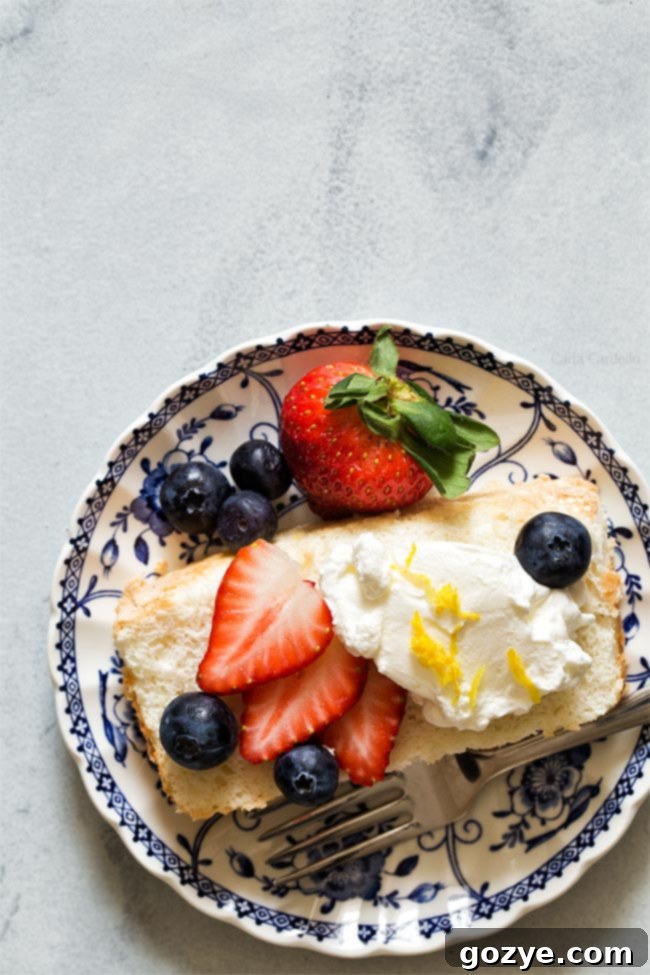 Angel Food Cake In A Loaf Pan made without cream of tartar, showing its perfect texture