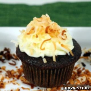 Chocolate Coconut Cupcakes Recipe with filling and frosting