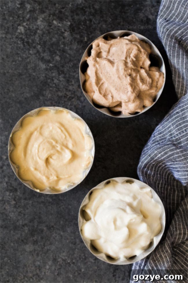 Homemade Whipped Cream in 3 different flavors