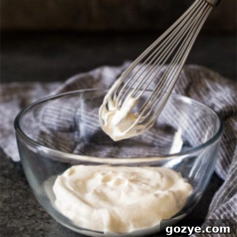 Small Batch Whipped Cream at the stiff peak stage