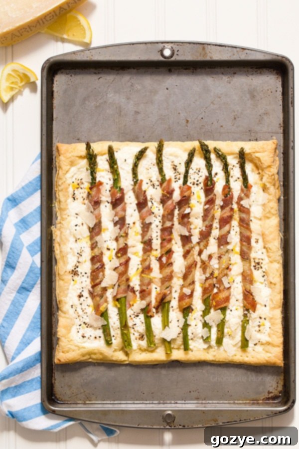 Bacon Wrapped Asparagus Puff Pastry Tart