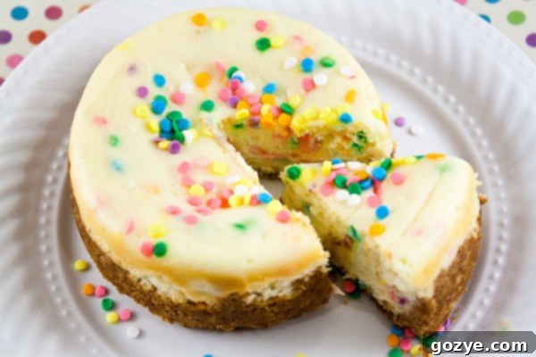 Date Night Cheesecakes 5 The best way to celebrate any happy occasion is with sprinkles! Mini Funfetti Cheesecake For Two baked from scratch without Funfetti cake mix.