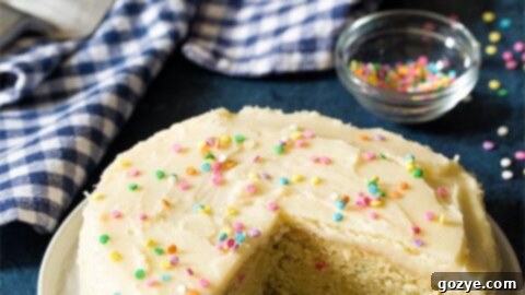 Small Birthday Cake for two with buttercream frosting and sprinkles